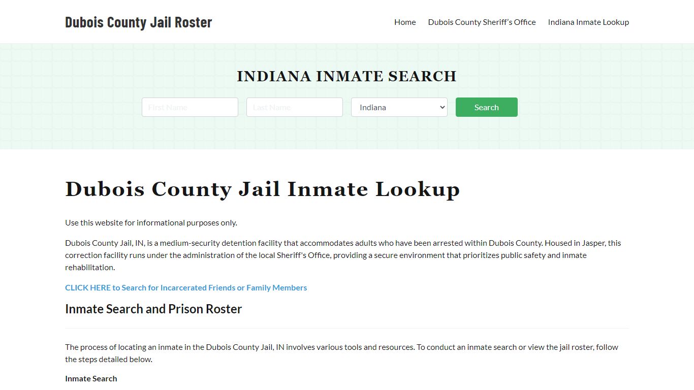 Dubois County Jail Roster Lookup, IN, Inmate Search