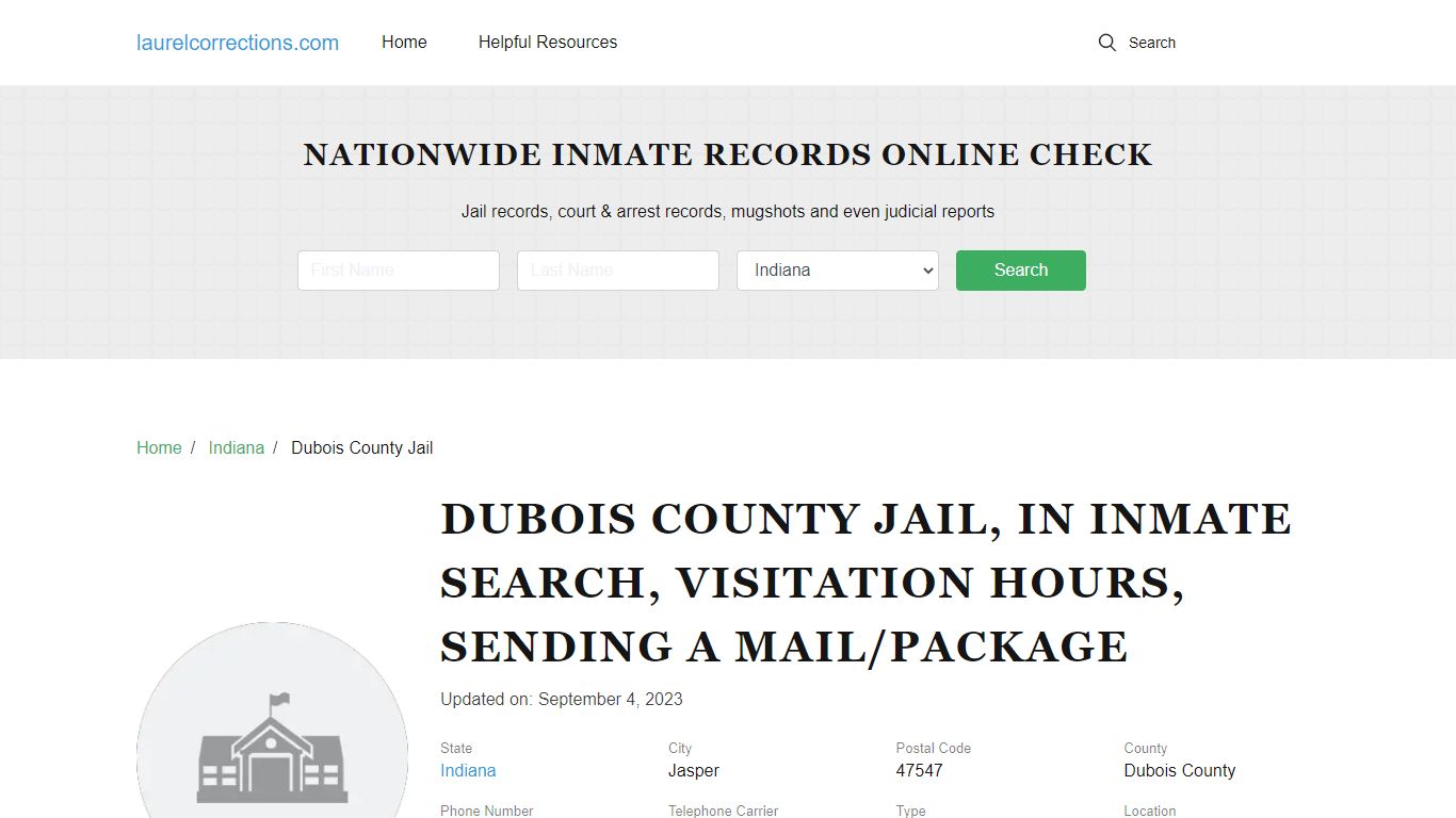 Dubois County Jail, IN Inmate Search, Visitation Hours